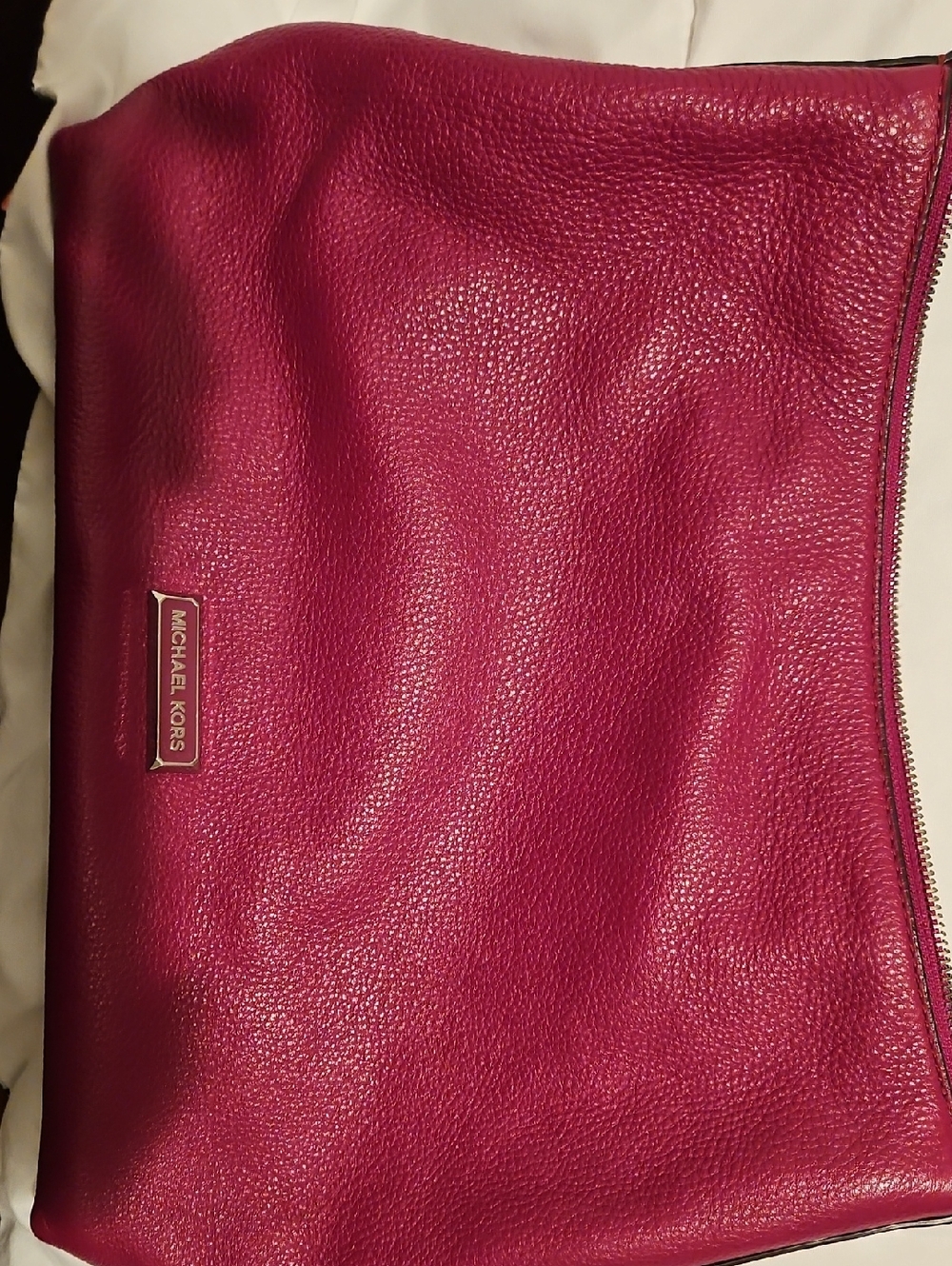 Michael Kors Magenta Pebbled Leather Shoulder Bag